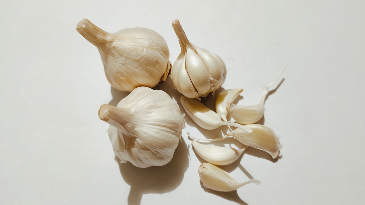 Minestra d'aglio e verdure in una ciotola di ceramica
